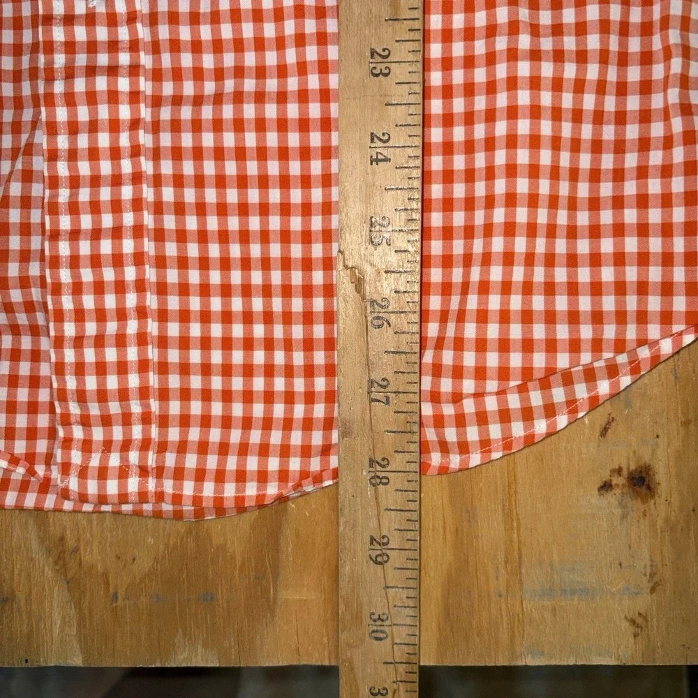 Polo Ralph Lauren Men's Orange Gingham Check Button Down Large Custom‎ Fit